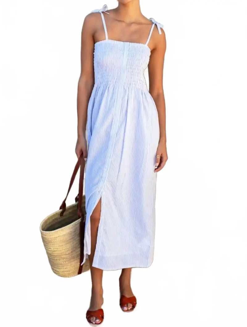 santiago midi sundress in plein air stripe